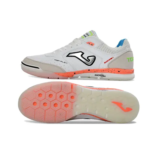 Chuteira Futsal Joma Top Flex Rebound IC Branco, Cinza e Laranja