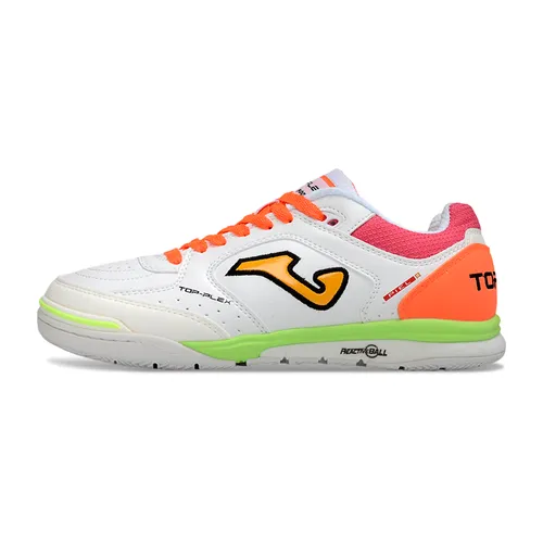 Chuteira Futsal Joma Top Flex Rebound IC Branco, Laranja e Verde