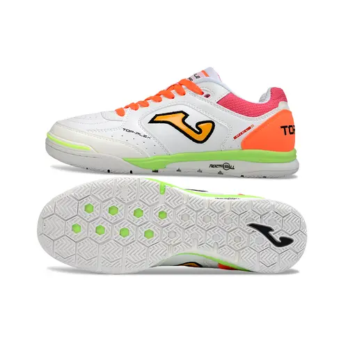 Chuteira Futsal Joma Top Flex Rebound IC Branco, Laranja e Verde