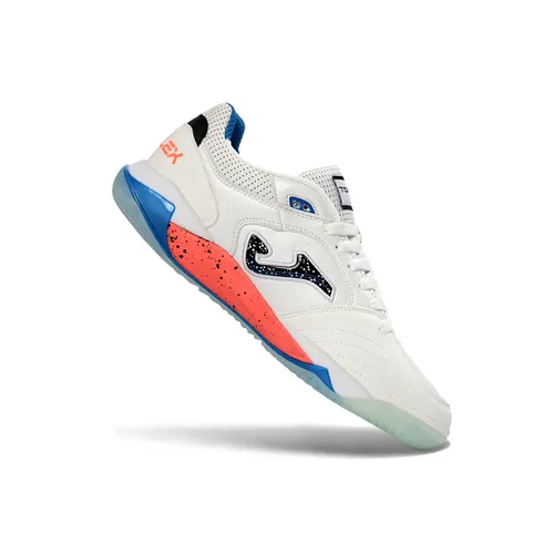 Chuteira Futsal Joma Top Flex Plus Rebound IC Branco, Azul e Rosa