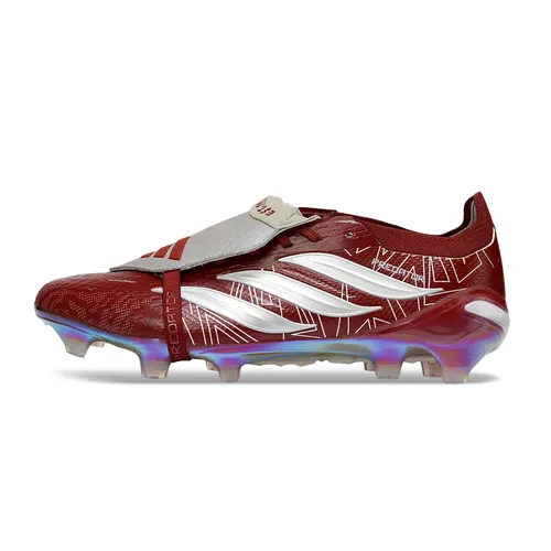 Chuteira Campo Adidas Predator Tongue 26 Elite FG Vinho e Branco