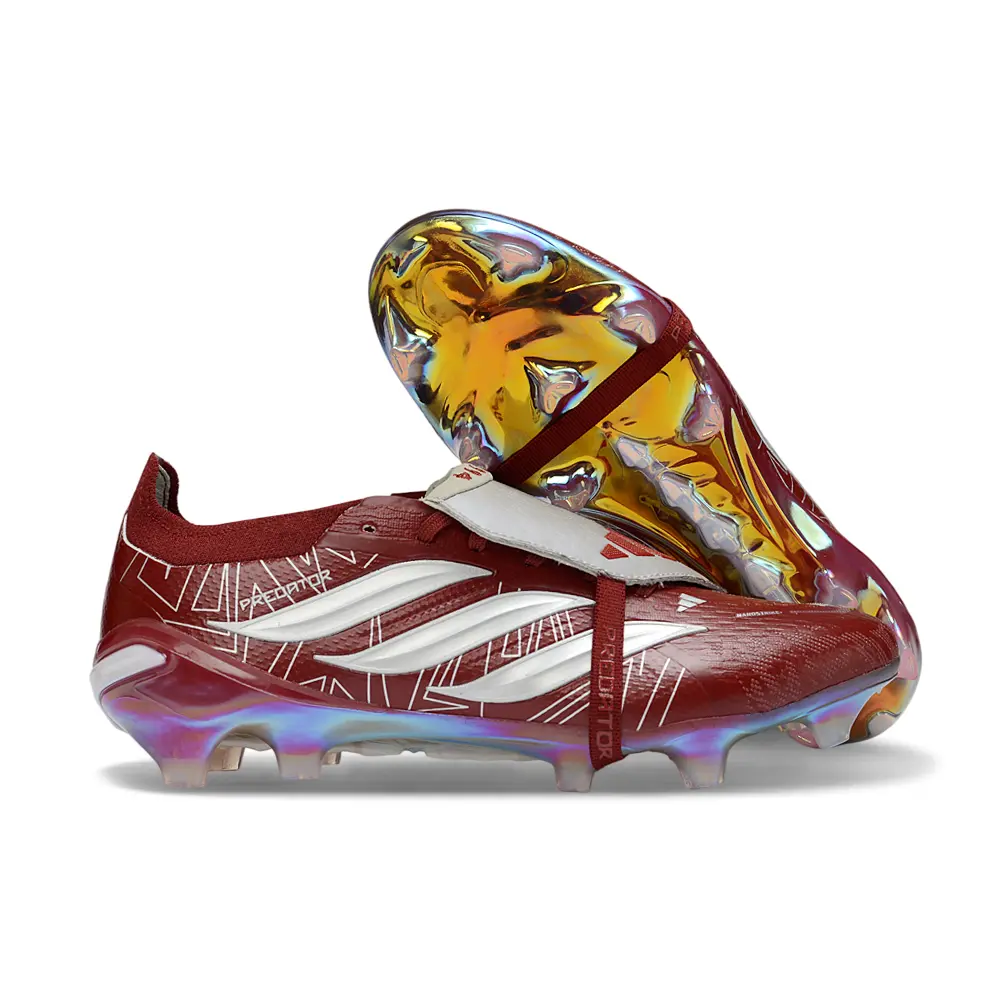 Chuteira Campo Adidas Predator Tongue 26 Elite FG Vinho e Branco