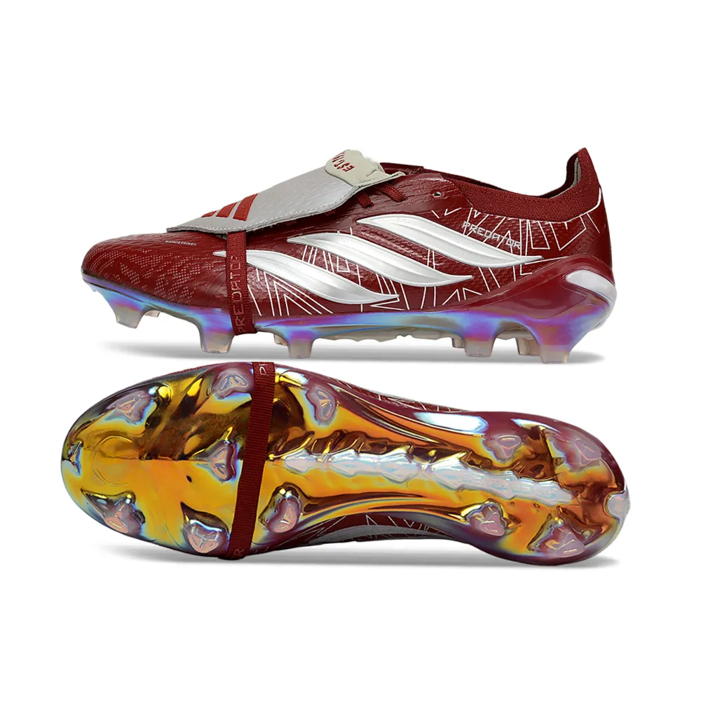 Chuteira Campo Adidas Predator Tongue 26 Elite FG Vinho e Branco