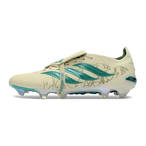 Chuteira Campo Adidas Predator Tongue 26 Elite FG Bege e Verde