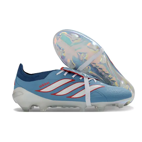 Chuteira Campo Adidas Predator Tongue 26 Elite FG Azul e Vermelho