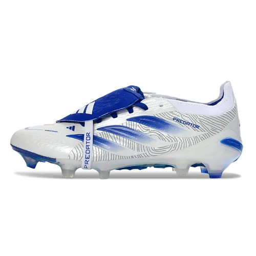 Chuteira Campo Adidas Predator Tongue 26 Elite FG Branco e Azul