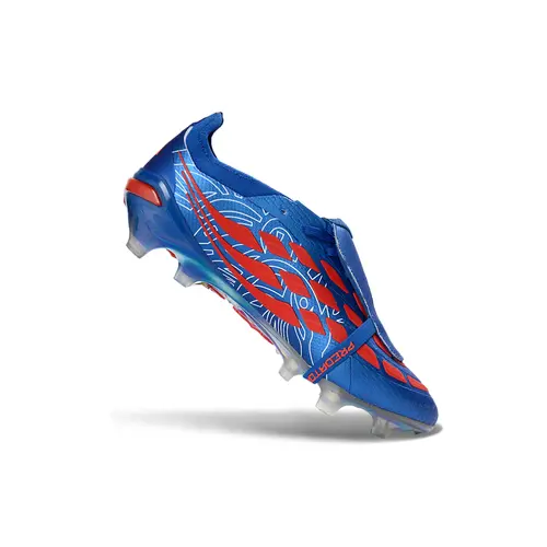 Chuteira Campo Adidas Predator Tongue 26 Elite FG Azul, Cinza e Vermelho