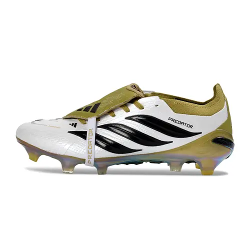 Chuteira Campo Adidas Predator Tongue 26 Elite FG Branco e Bege