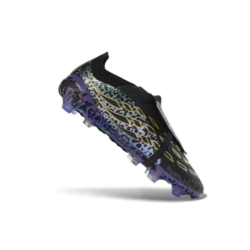 Chuteira Campo Adidas Predator Tongue 26 Elite FG Preto, Roxo, Azul e Amarelo