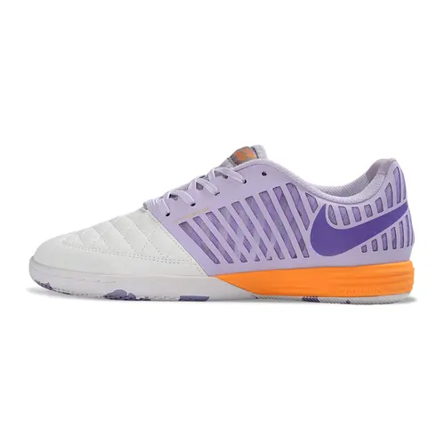 Chuteira Futsal Nike Lunar Gato II IC Branco, Roxo e Laranja 