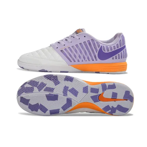 Chuteira Futsal Nike Lunar Gato II IC Branco, Roxo e Laranja 