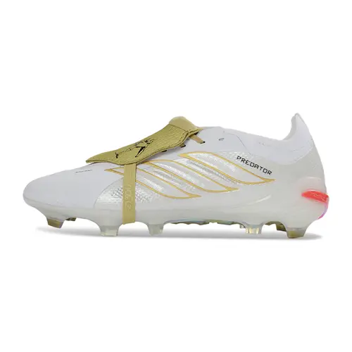 Chuteira Campo Adidas Predator Tongue 26 Elite FG Branco e Dourado