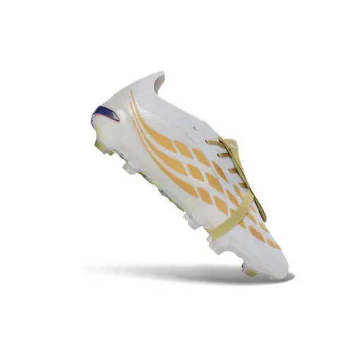 Chuteira Campo Adidas Predator Tongue 26 Elite FG Branco e Dourado