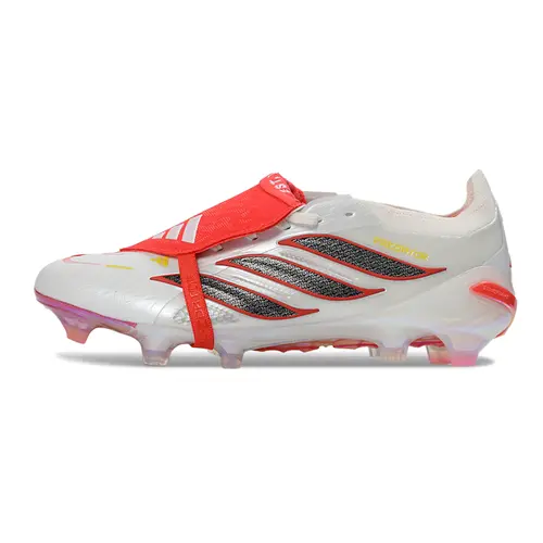 Chuteira Campo Adidas Predator Tongue 26 Elite FG Branco e Vermelho