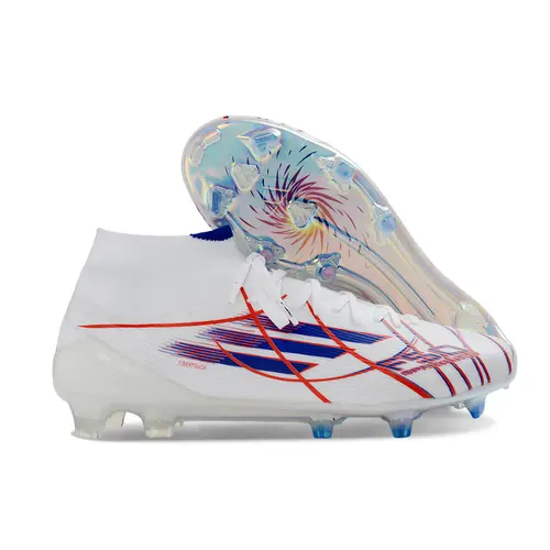 Chuteira Campo Adidas F50 Cano Médio FG Branco, Azul e Vermelho - Icon Takeover