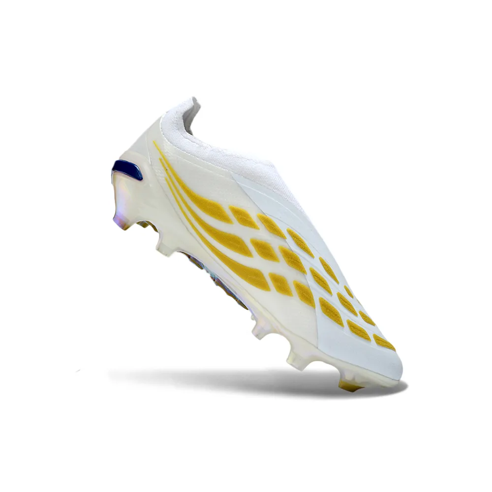 Chuteira Campo Adidas Predator LL 26 Elite FG Branco, Dourado e Azul