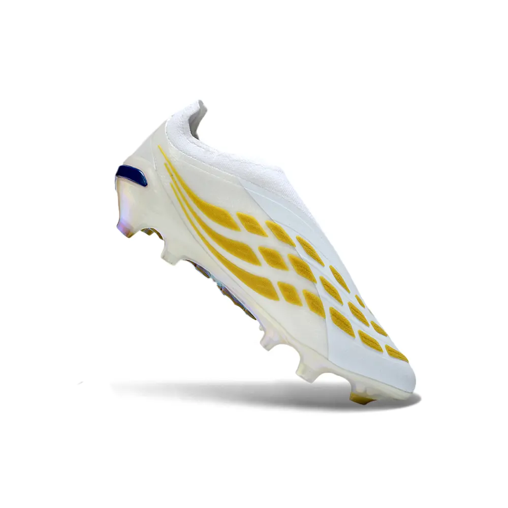 Chuteira Campo Adidas Predator LL 26 Elite FG Branco, Dourado e Azul
