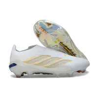 Chuteira Campo Adidas Predator LL 26 Elite FG Branco, Dourado e Azul - imagem 7