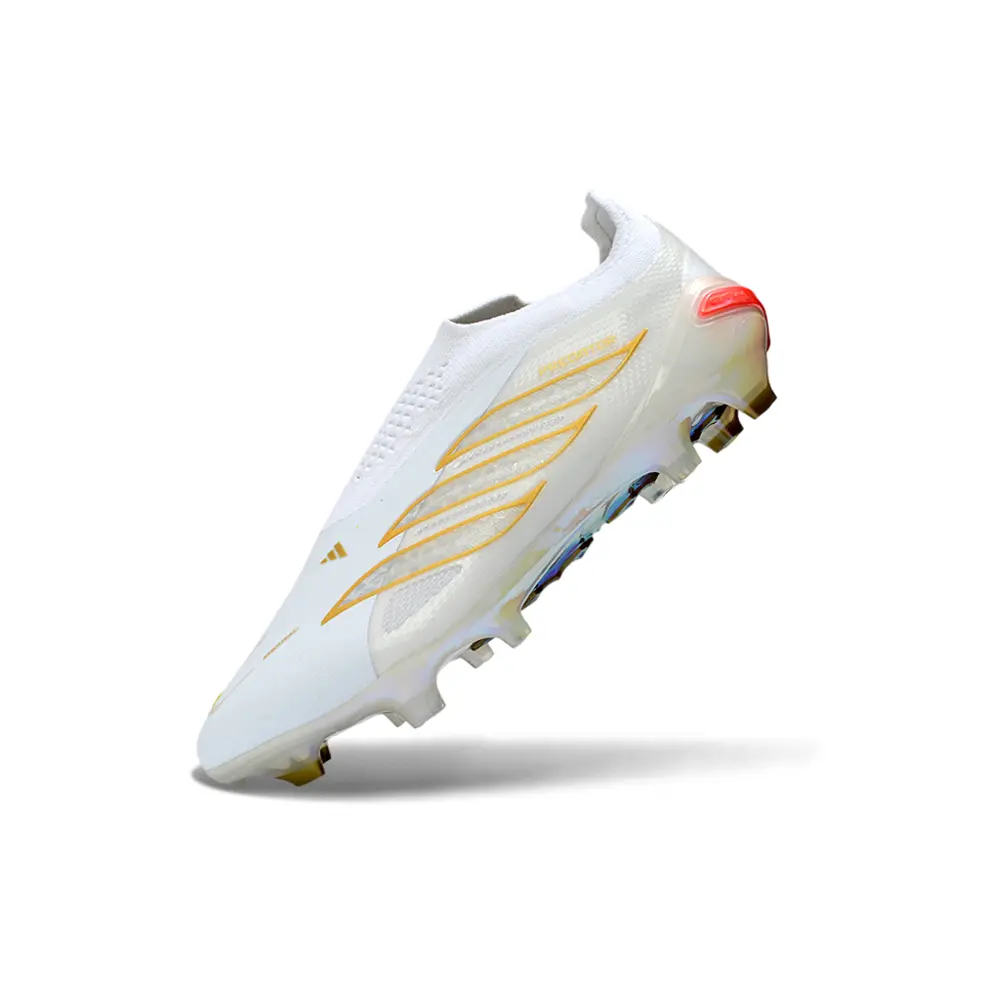 Chuteira Campo Adidas Predator LL 26 Elite FG Branco, Dourado e Azul