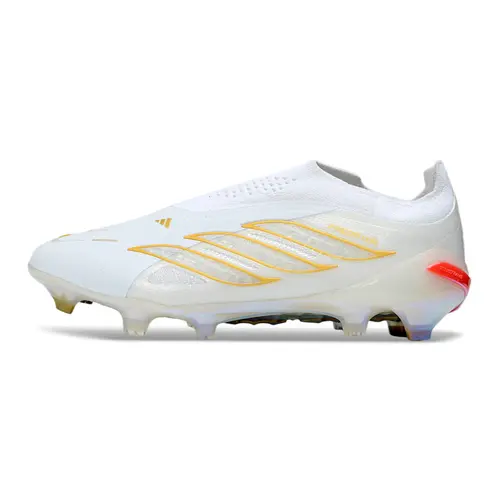 Chuteira Campo Adidas Predator LL 26 Elite FG Branco, Dourado e Azul