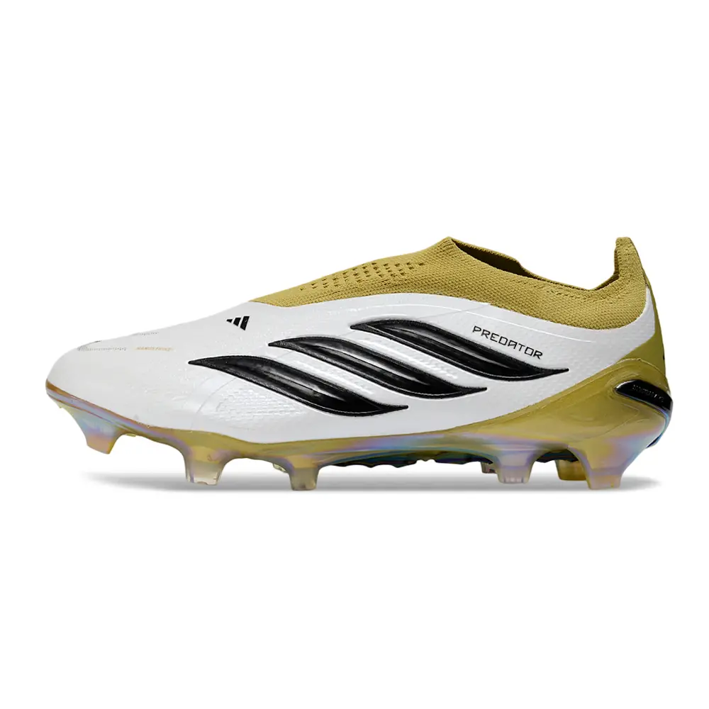 Chuteira Campo Adidas Predator LL 26 Elite FG Branco, Dourado e Preto