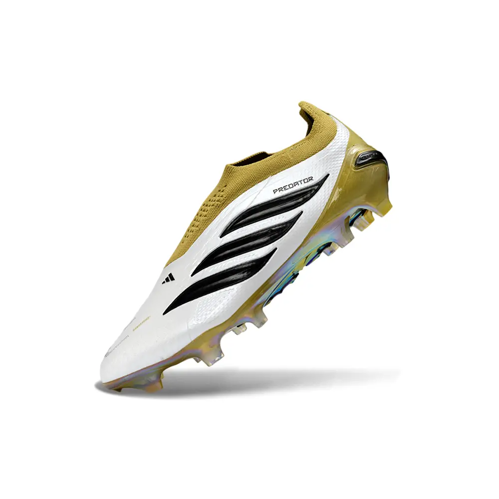 Chuteira Campo Adidas Predator LL 26 Elite FG Branco, Dourado e Preto
