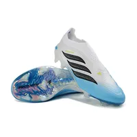 Chuteira Campo Adidas Predator LL 26 Elite FG Branco e Azul - imagem 2
