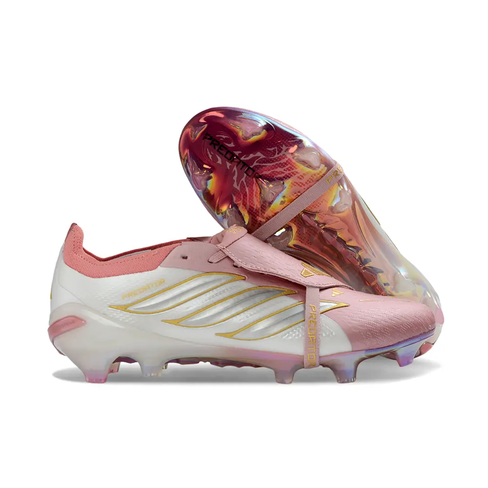 Chuteira Campo Adidas Predator Tongue 26 Elite FG Rosa e Dourado