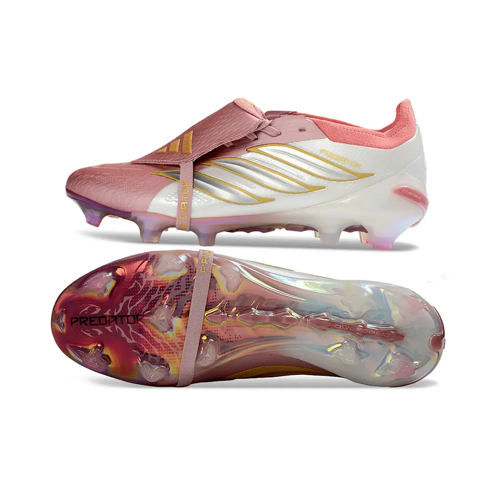 Chuteira Campo Adidas Predator Tongue 26 Elite FG Rosa e Dourado