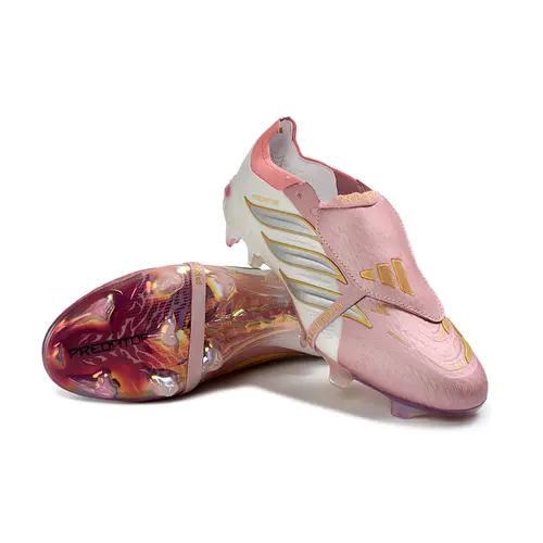 Chuteira Campo Adidas Predator Tongue 26 Elite FG Rosa e Dourado
