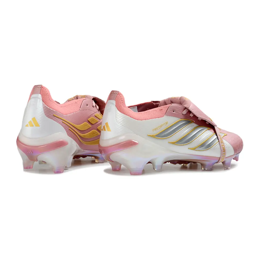 Chuteira Campo Adidas Predator Tongue 26 Elite FG Rosa e Dourado