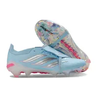 Chuteira Campo Adidas Predator Tongue 26 Elite FG Azul, Prata e Rosa - imagem 7