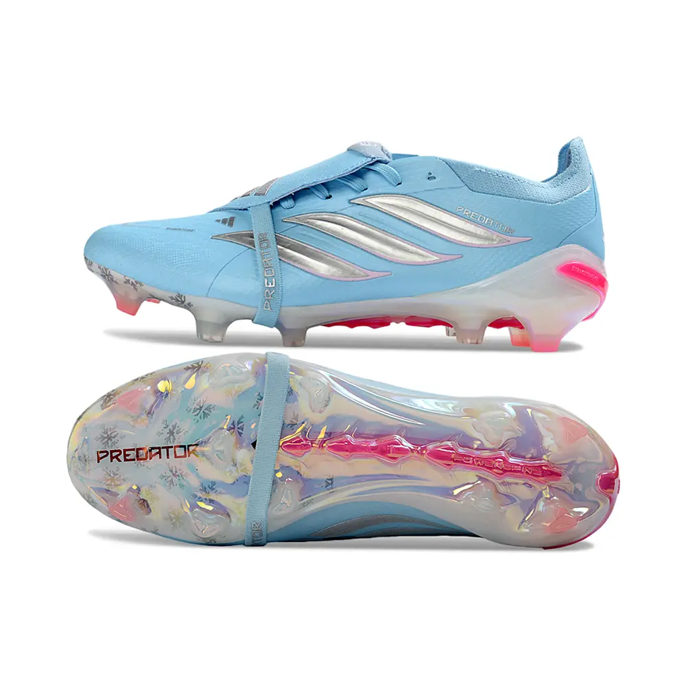 Chuteira Campo Adidas Predator Tongue 26 Elite FG Azul, Prata e Rosa