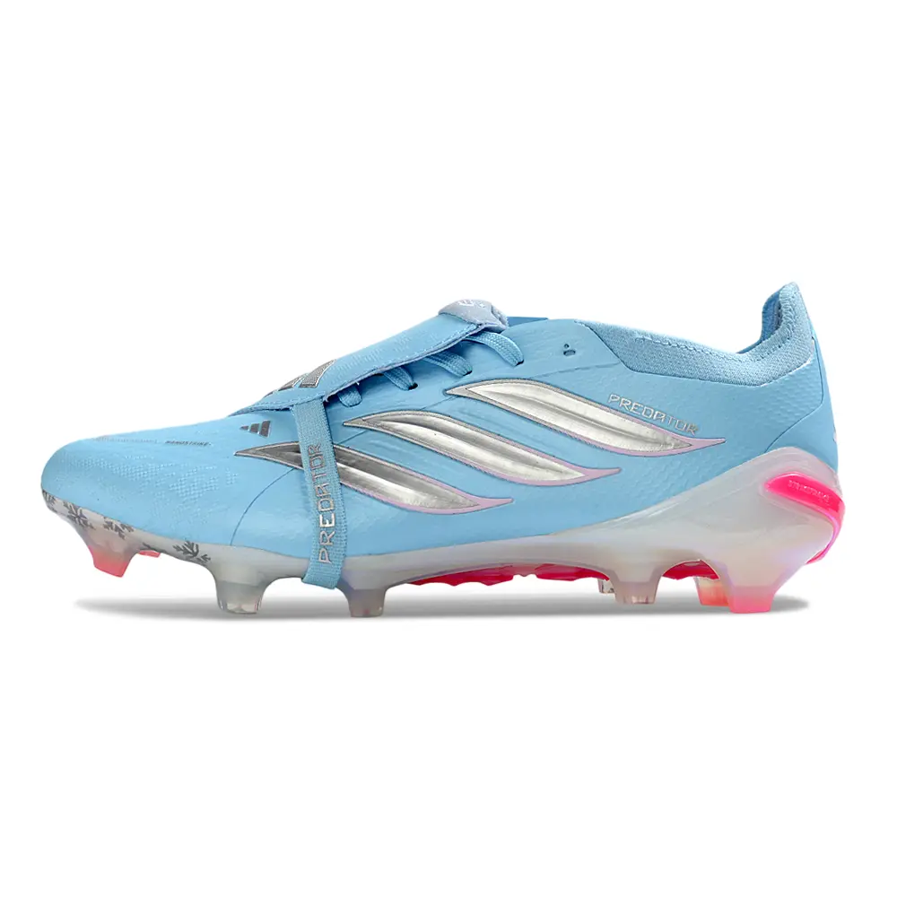 Chuteira Campo Adidas Predator Tongue 26 Elite FG Azul, Prata e Rosa