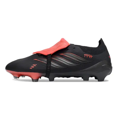 Chuteira Campo Adidas Predator Tongue 26 Elite FG Preto Fosco e Vermelho