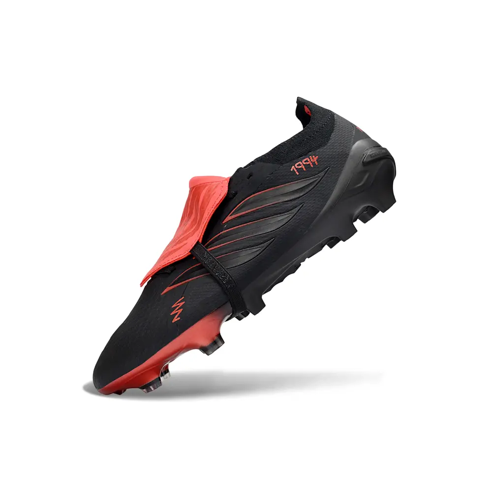 Chuteira Campo Adidas Predator Tongue 26 Elite FG Preto Fosco e Vermelho