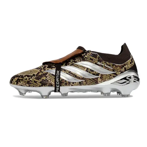 Chuteira Campo Adidas Predator Tongue 26 Elite FG Marrom e Prata