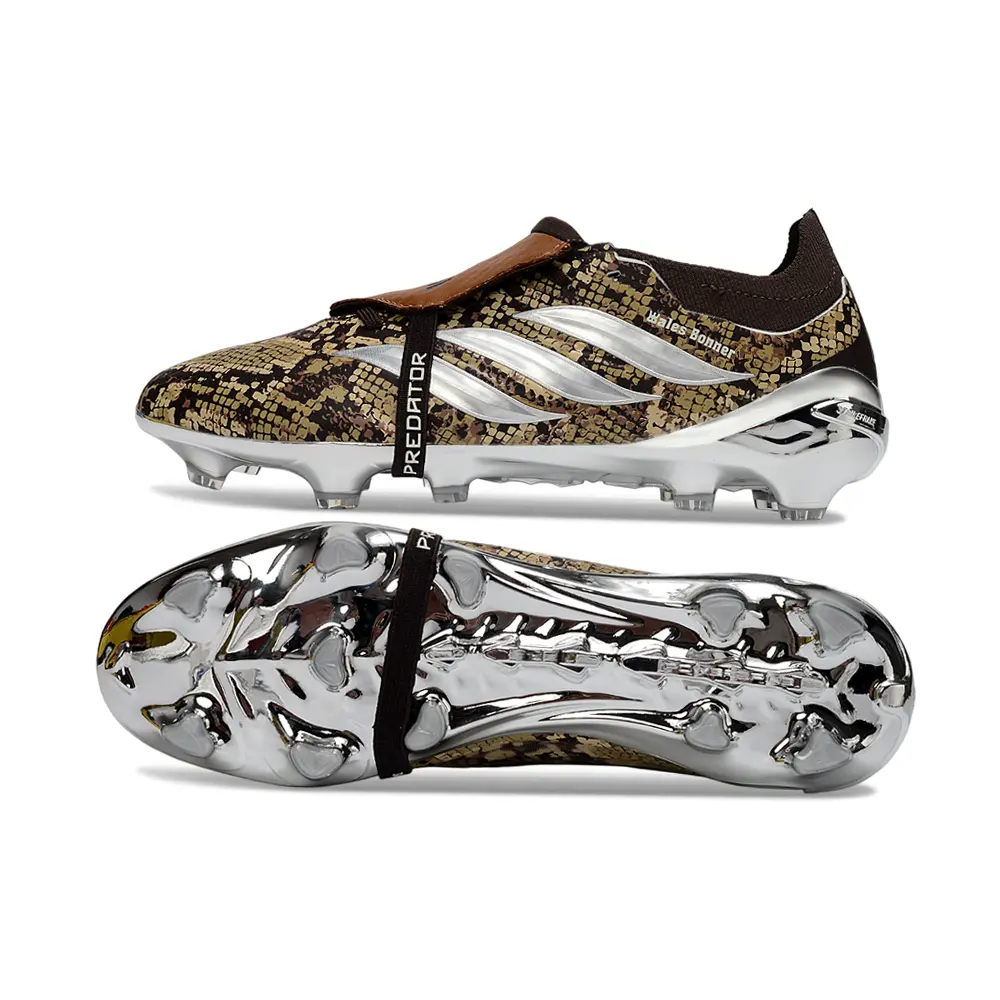 Chuteira Campo Adidas Predator Tongue 26 Elite FG Marrom e Prata