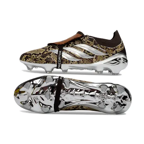 Chuteira Campo Adidas Predator Tongue 26 Elite FG Marrom e Prata
