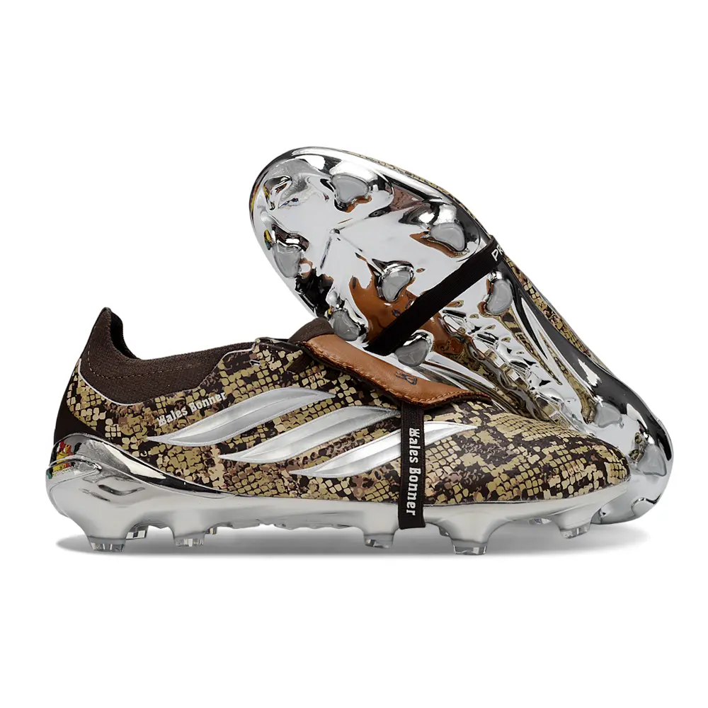 Chuteira Campo Adidas Predator Tongue 26 Elite FG Marrom e Prata