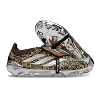Chuteira Campo Adidas Predator Tongue 26 Elite FG Marrom e Prata - imagem 6