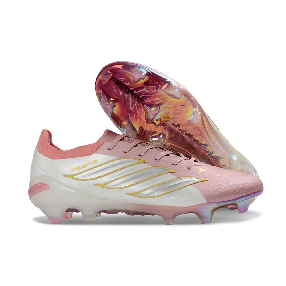 Chuteira Campo Adidas Predator 26 Elite FG Rosa e Dourada