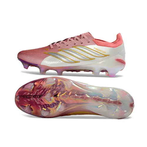 Chuteira Campo Adidas Predator 26 Elite FG Rosa e Dourada