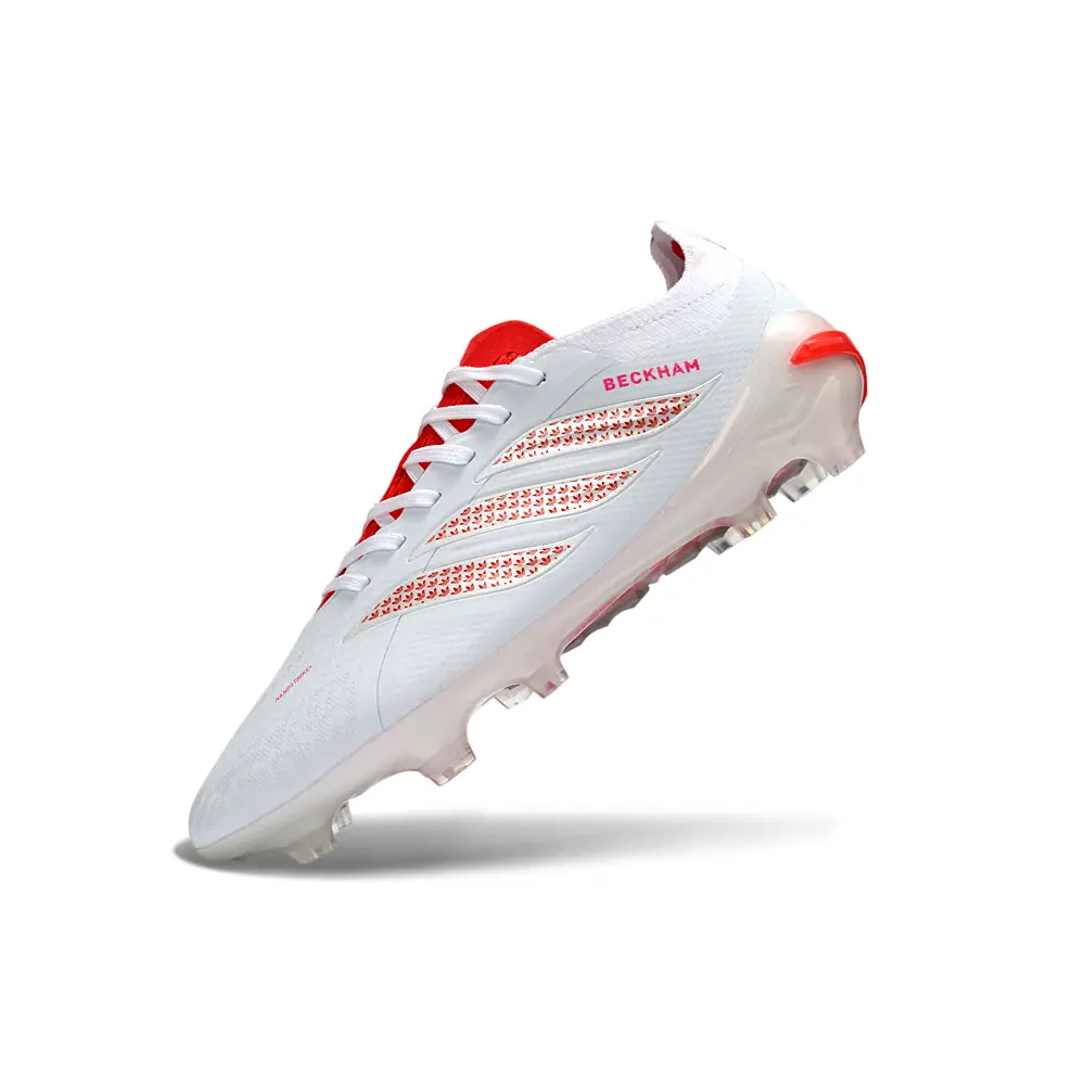 Chuteira Campo Adidas Predator 26 Elite FG Branco e Vermelho - Beckham