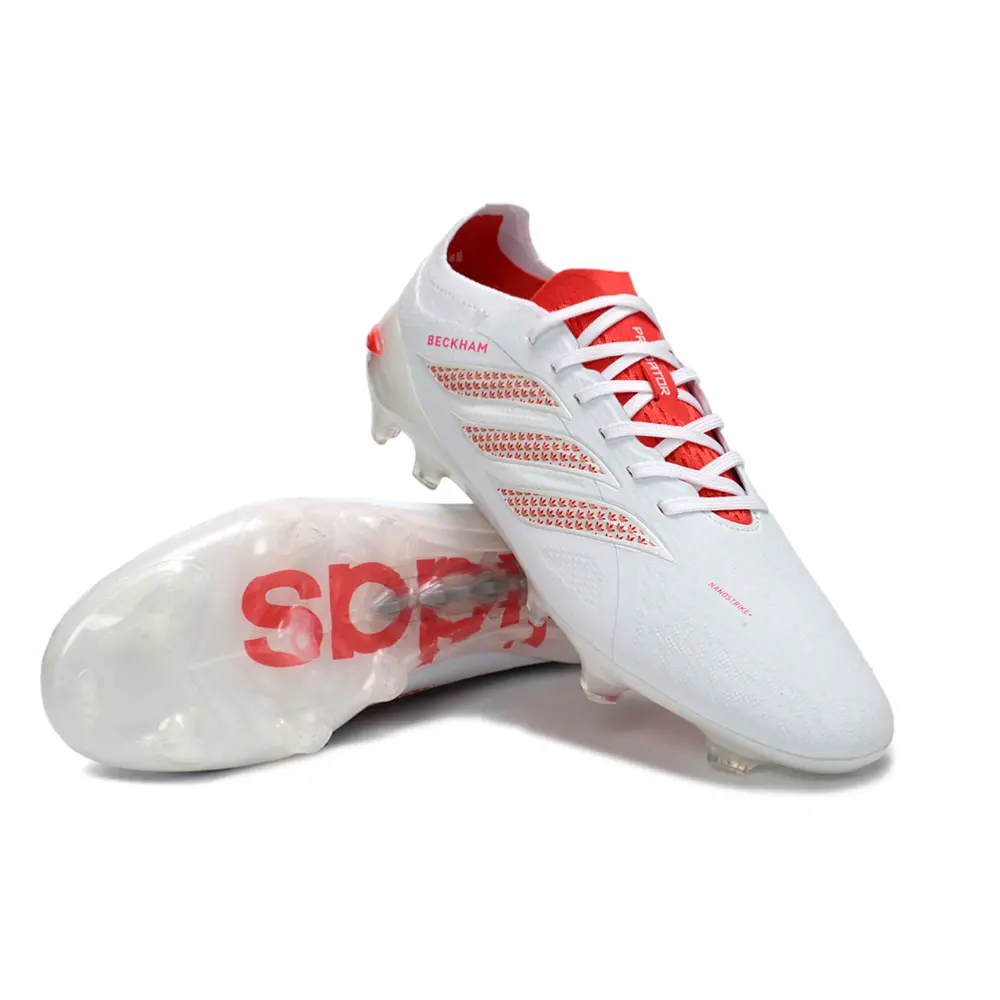 Chuteira Campo Adidas Predator 26 Elite FG Branco e Vermelho - Beckham