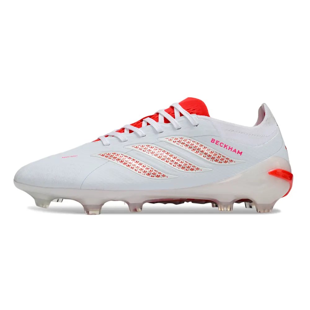 Chuteira Campo Adidas Predator 26 Elite FG Branco e Vermelho - Beckham