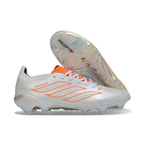 Chuteira Campo Adidas Predator 26 Elite FG Branco e Laranja