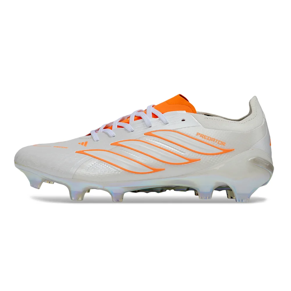 Chuteira Campo Adidas Predator 26 Elite FG Branco e Laranja