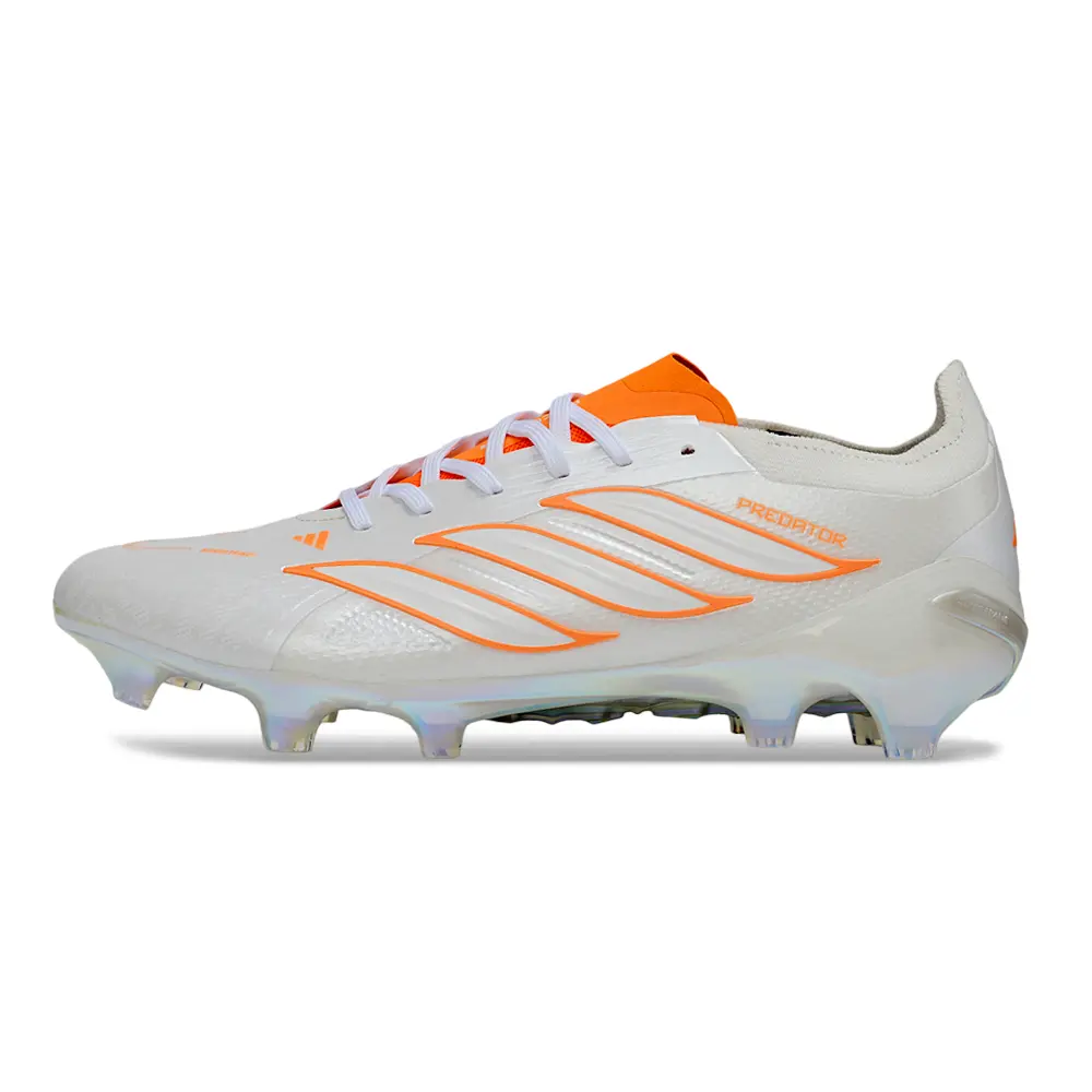 Chuteira Campo Adidas Predator 26 Elite FG Branco e Laranja