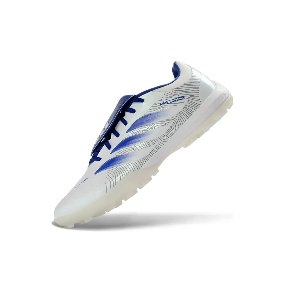 Chuteira Society Adidas Predator Tounge Elite 26 TF Branco e Azul